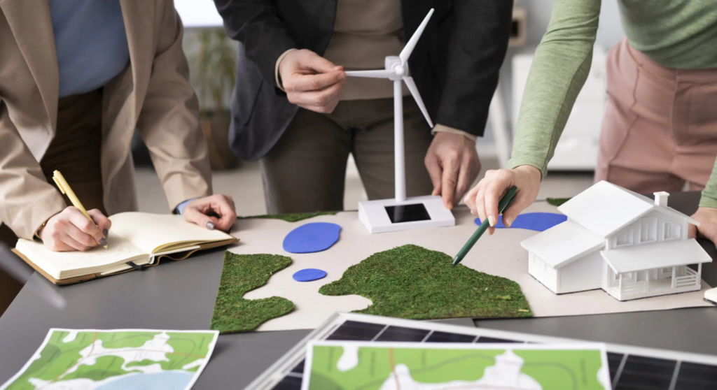people planning on the desk about the EU Budget for Climate change
